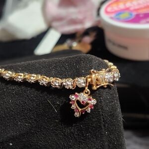 Gold and Silver Heart Charm Bracelet